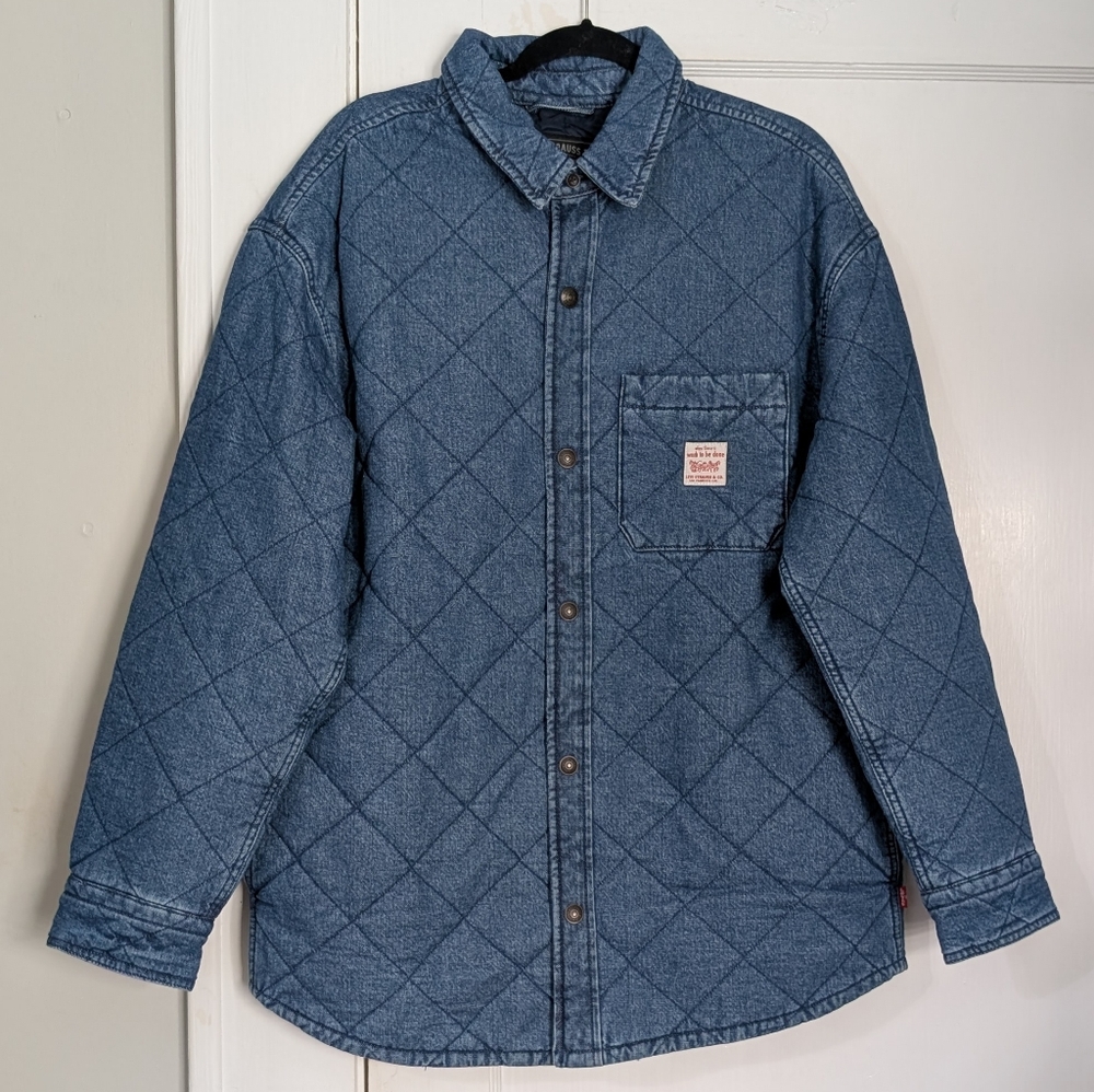 Levi's Parkside Overshirt Quilted Blue Denim Jacket Stone M Oversized Workwear